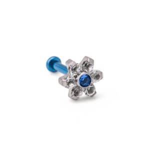 Tilum 18g-16g Internally Threaded Titanium Jewel Flower Top with Jewel Center - Choose Jewel Color - Price Per 1