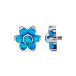 ilum 14g-12g Εσωτερικά σπειρώματα Titanium Opal Flower Top with Opal Center - Επιλέξτε Χρώμα Κοσμήματος - Τιμή ανά 1