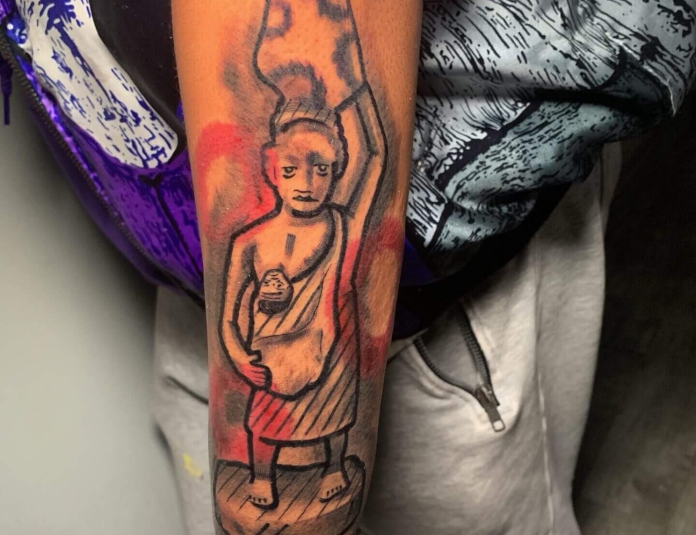 Graffro Traditional figurative tattoo designed and inked by Where's Wally of Iron Palm Tattoos in downtown Atlanta's Castleberry district. Graffro Traditional is a style invented by Wally himself. Call 404-973-7828 or stop by for a free consultation.