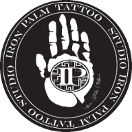 Smart Iron Palm Tattoos & Body Piercing logo. Transparent.