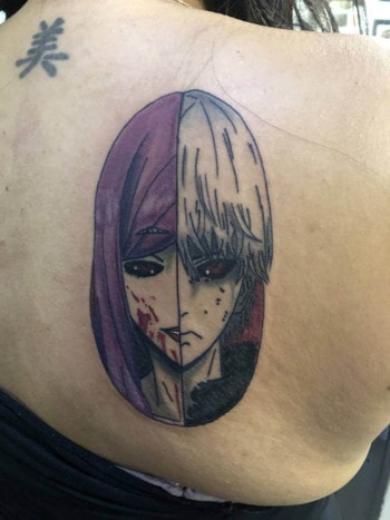 Tokyo Ghoul Manga Anime Tattoo By Mo8 At Iron Palm Tattoos In Atlanta, GA. Call 404-973-7828 or stop by for a free consultation with Mo8. Walk-Ins are welcome.