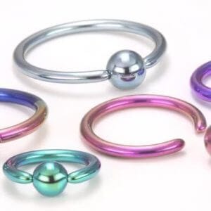 Tilum 14g Titanium Captive Bead Ring με μπάλα τιτανίου - 18 επιλογές χρωμάτων
