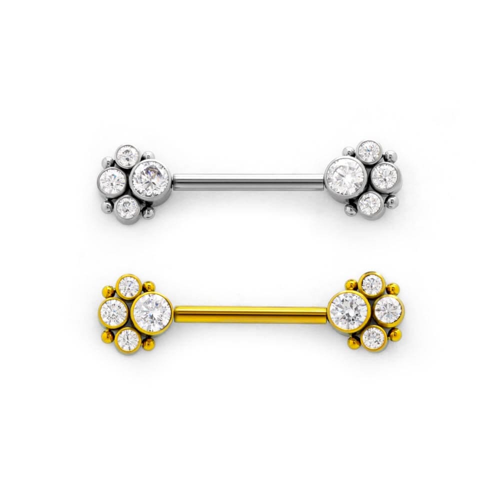 Tilum 14g 9/16" Jeweled Paw Barbell Titanium Threadless