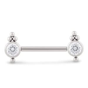 Tilum 14g 9/16" Jewela Bê Mijêra Titanium Nipple Barbell — Biha Per 1