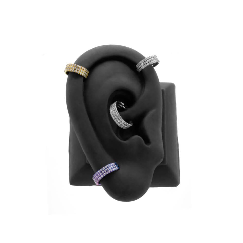 Tilum 16g Stacked Jeweled Rows Titanium Clicker - Τιμή ανά 1