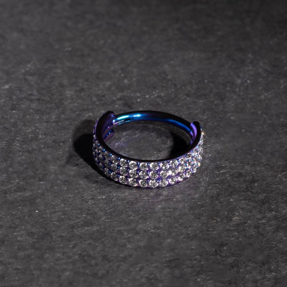 Tilum 16g Stacked Jeweled Rows Titanium Clicker - Τιμή ανά 1