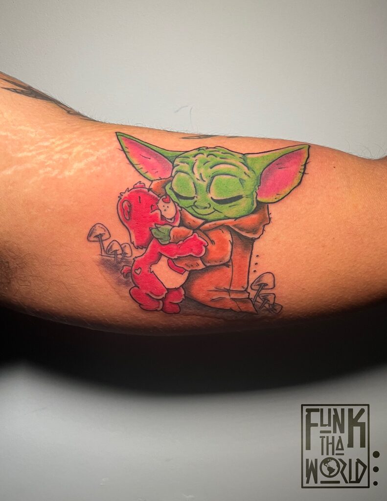 Baby Yoda & Care Bear Anime Tattoo Pa Funk Tha World At Iron Palm Tattoos