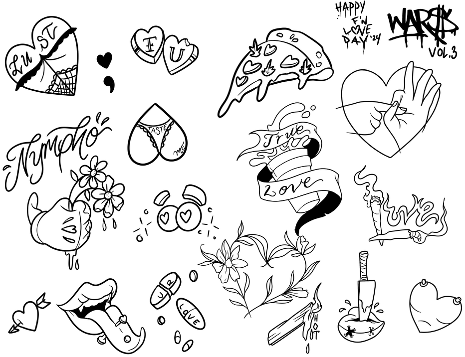 Tattoo Flash For Valentines Day 2024 By Binky Warbucks - Iron Palm ...