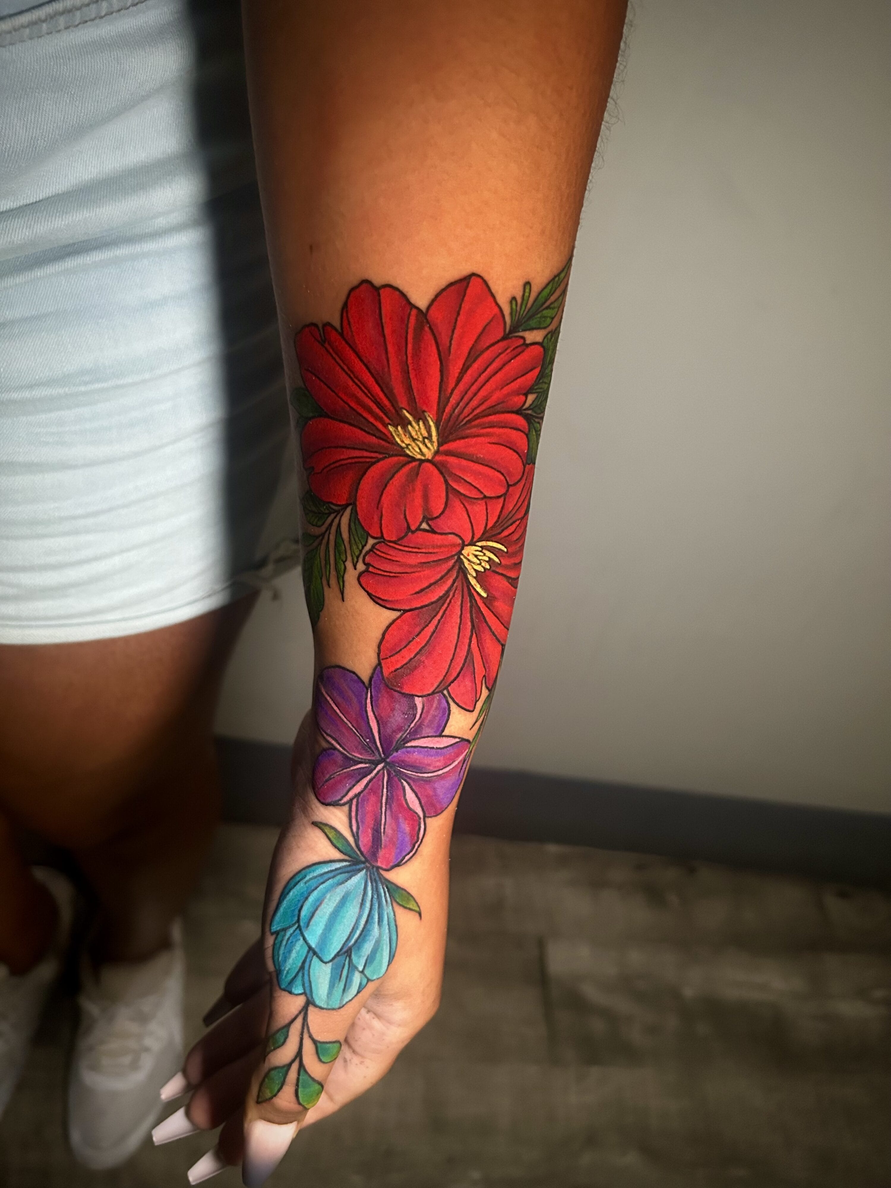 Red, Purple, And Blue Lotus Flower Tattoo By Lyric TheArtist - Iron ...