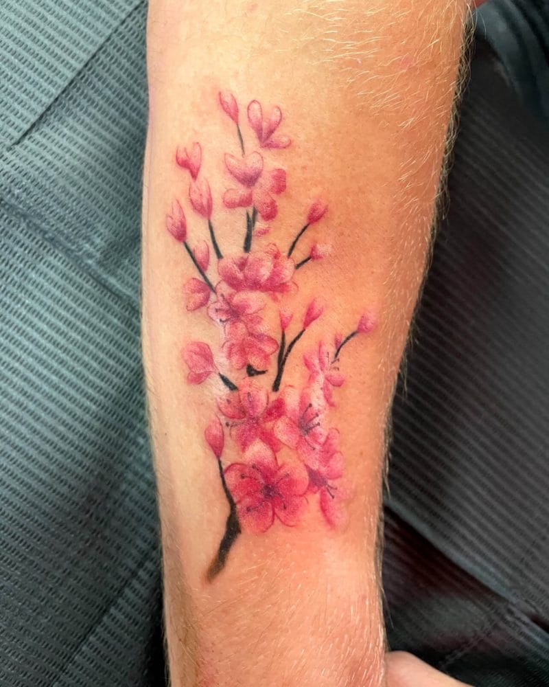 अटलांटा येथील आयर्न पाम टॅटूज येथे डीबी वायटे यांचे चेरी ब्लॉसम रिअॅलिझम फ्लॉवर टॅटू. वायटे हे आयर्न पाम टॅटूज येथे एक वरिष्ठ टॅटू कलाकार आहेत. वायटेला तुमची सर्जनशील कल्पना सांगण्यासाठी ४०४-९७३-७८२८ वर कॉल करा किंवा हा फॉर्म भरा.