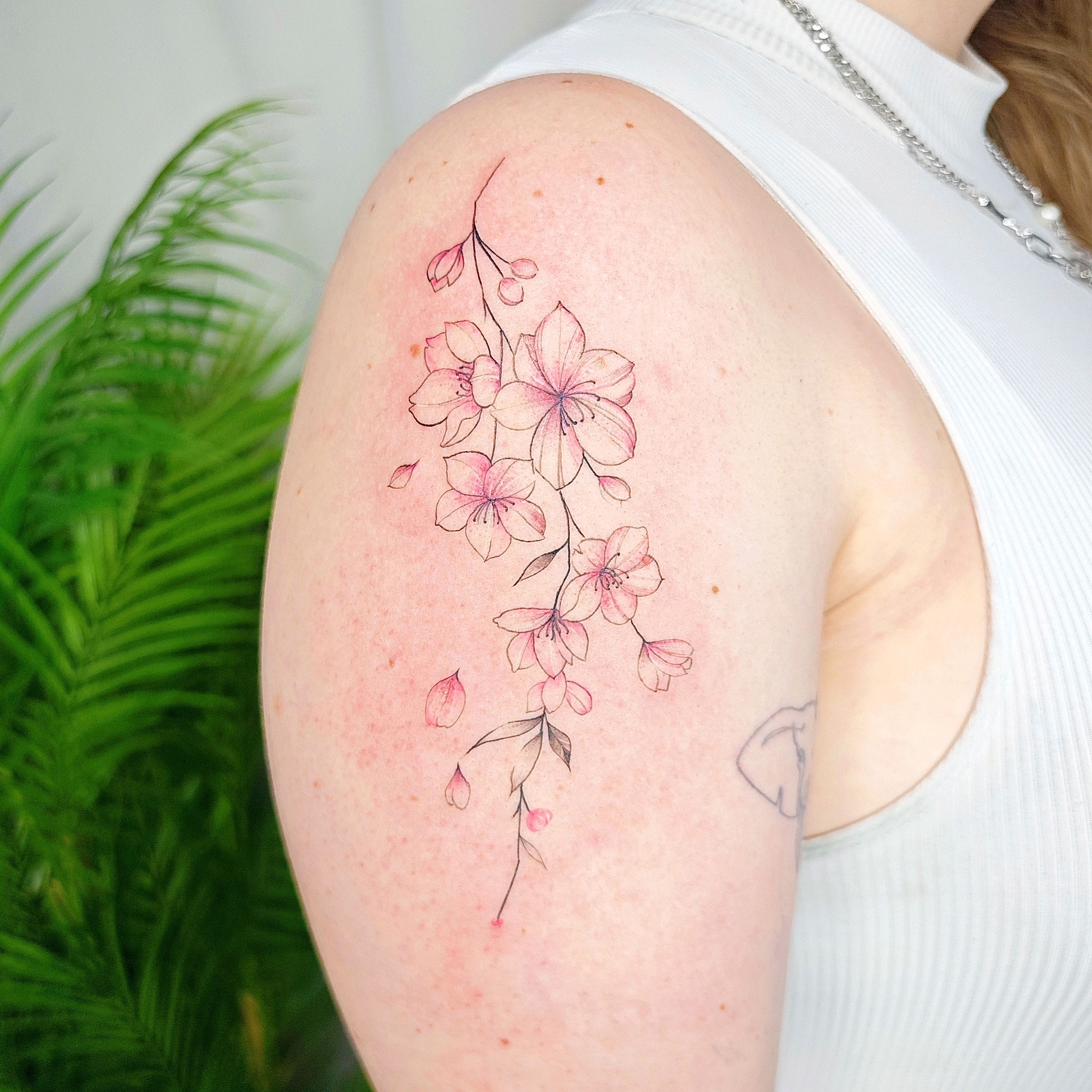 Redwork & Blackwork Fine Line Tattoo By Kawa. Kawa created this almost minimalist fine line tattoo for a client in South Korea. Kawa is a guest tattoo artist at Iron Palm Tattoos in downtown Atlanta, GA. Call or text 404-973-7828 or stop by for a free consultation.