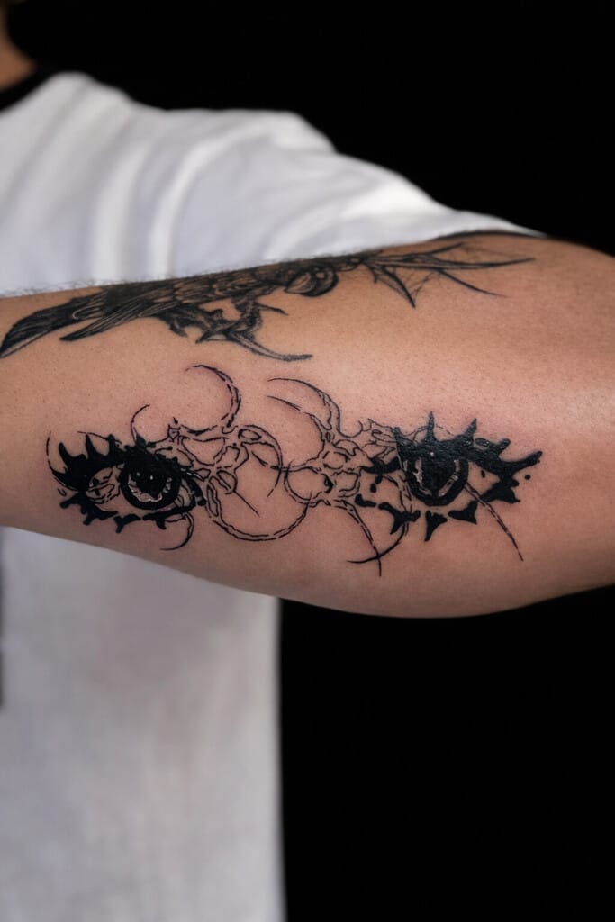 peʻa maka abstract blackwork me ka hoʻolālā cybersigilism ma ka lima